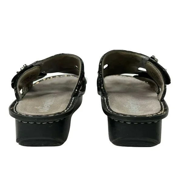 Alegria PEG 780 Black Silver Mosaic Black Silver Slip On Slide Comfort Sandal 39 - Picture 3 of 10